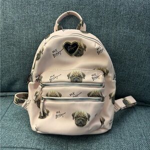 Betsey Johnson Cute Pink Backpack with Pug Print